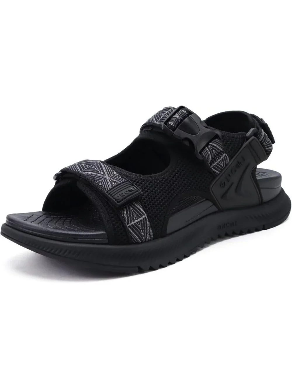 Men's Black Arch Support Mesh Athletic Thick Rubber Soles Hiking Sandal Shoes